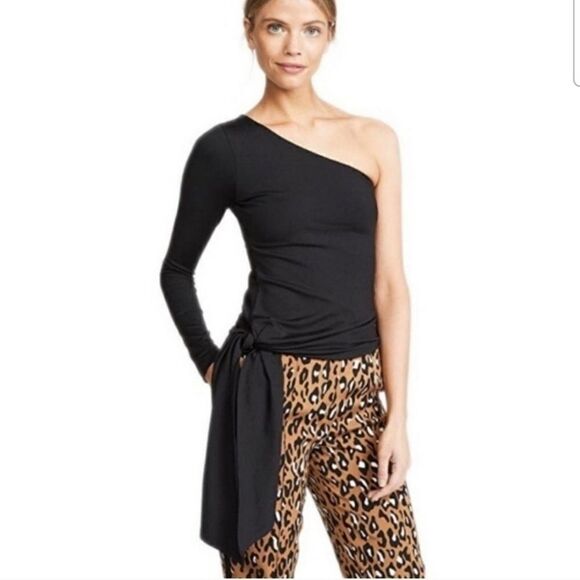 Susana Monaco Cleo Black Top One Shoulder Tie Top size XS NWT - Picture 1 of 4